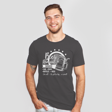 beer removal service dark gray shirt